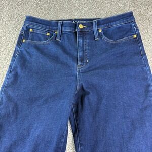 J.Crew Slim Wide Leg Jeans Womens 31P Dark Wash Blue Petite Cropped Denim Preppy